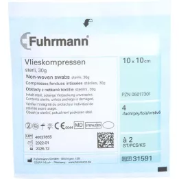VLIESKOMPRESSEN steriili 10x10 cm 4-kertainen, 50x2 kpl