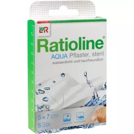 RATIOLINE Aqua -suihkukipsi plus 5x7 cm steriili, 5 kpl