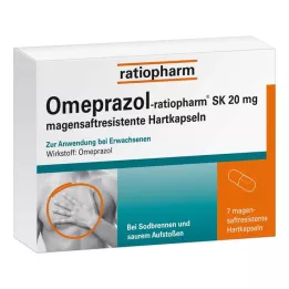 OMEPRAZOL-ratiopharm SK 20 mg enterokapselit, kovat, 7 kpl