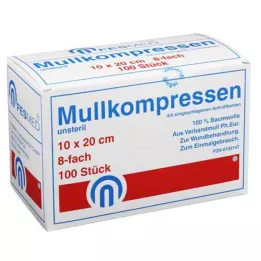 MULLKOMPRESSEN ES 10x20 cm ei-steriili 8-kerroksinen, 100 kpl