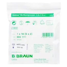 ASKINA sideharsopakkaukset 7,5x7,5 cm steriilit, 5x2 kpl