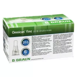 OMNICAN hieno kynäkanyyli 31 G 0,25x6 mm, 100 kpl