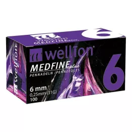 WELLION MEDFINE plus kynäneulat 6 mm, 100 kpl