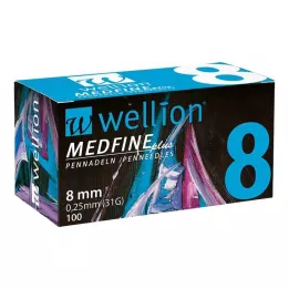 WELLION MEDFINE plus kynäneulat 8 mm, 100 kpl