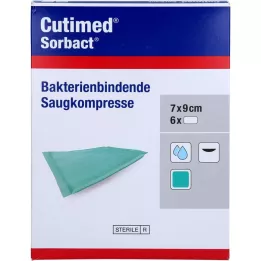 CUTIMED Imukykyiset Sorbact kompressit 7x9 cm, 6 kpl