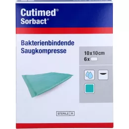 CUTIMED Imukykyiset Sorbact kompressit 10x10 cm, 6 kpl