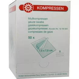 MULLKOMPRESSEN 7,5x7,5 cm steriili 8-suuntainen, 50X2 kpl