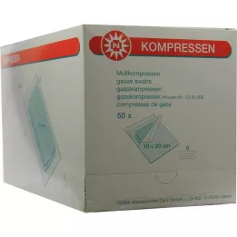 MULLKOMPRESSEN 10x20 cm steriili 8-kertainen, 50x2 kpl