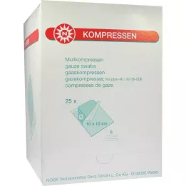 MULLKOMPRESSEN 10x10 cm steriili 8-suuntainen, 25x5 kpl