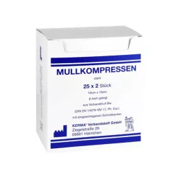 MULLKOMPRESSEN 10x10 cm steriili 8-kertainen BW, 25x2 kpl