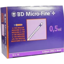 BD MICRO-FINE+ insulinspr.0,5 ml U100 8 mm, 100x0,5 ml