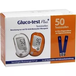 GLUCO TEST plus verensokeritestiliuskat, 50 kpl