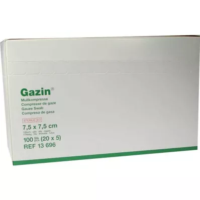 GAZIN sideharso 7,5x7,5 cm steriili 12-kerroksinen elatusaine, 20x5 kpl GAZIN sideharso 7,5x7,5 cm steriili 12-kerroksinen elatusaine, 20x5 kpl