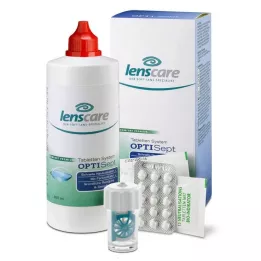 LENSCARE Optisept Kombip.350 ml+45 taulukko.+1 beh., 1 p