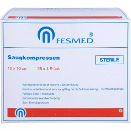 SAUGKOMPRESSEN steriili 10x10 cm, 25x1 kpl