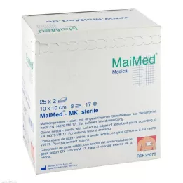 MULLKOMPRESSEN 10x10 cm steriili 8-suuntainen, 25x2 kpl