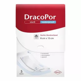 DRACOPOR vedenpitävä haavasidos 8x15 cm steriili, 5 kpl