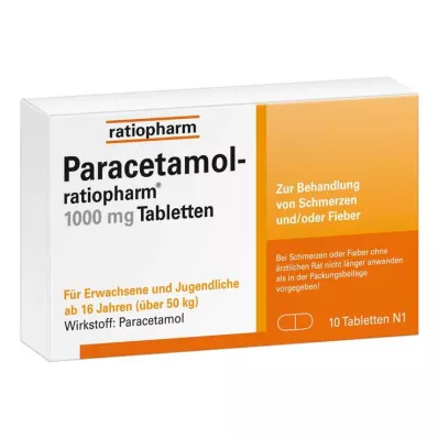 PARACETAMOL-ratiopharm 1 000 mg tabletit, 10 kpl PARACETAMOL-ratiopharm 1 000 mg tabletit, 10 kpl