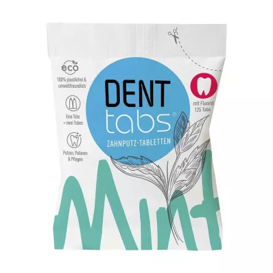 DENTTABS Hammastahnatabletit stevia-minttu fluorilla, 125 kpl