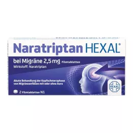 NARATRIPTAN HEXAL migreeniin 2,5 mg kalvopäällysteiset tabletit, 2 kpl