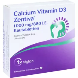 Kalsium-vitamiini D3 Zentiva 1000 mg / 880 ts. Pureskeltavat tabletit, 20 kpl