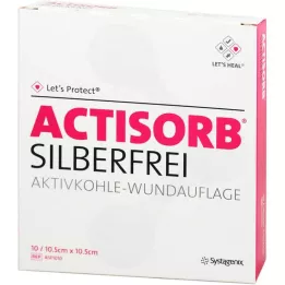 ACTISORB SILBERFREI 10,5x10,5 cm aktiivihiili, 10 kpl