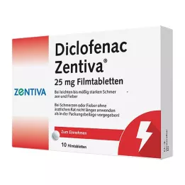 DICLOFENAC Zentiva 25 mg kalvopäällysteiset tabletit, 10 kpl