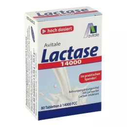 LACTASE 14 000 FCC tablettia annostelijassa, 80 kpl