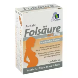 FOLSÄURE 400 Plus B12+joditabletit, 120 kpl