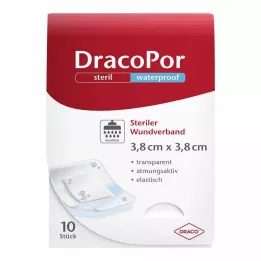 DRACOPOR vedenpitävä haavasidos 3,8x3,8 cm steriili, 10 kpl