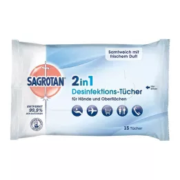 SAGROTAN 2in1 desinfiointipyyhkeet, 15 kpl