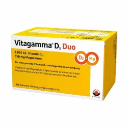 VITAGAMMA D3 Duo 1 000 I.E. D3-vitamiini 150 mg Magnes.NEM, 100 kpl
