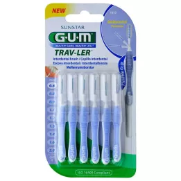 GUM TRAV-LER 0,6 mm kynttilä vaaleansininen hammasväliharja, 6 kpl