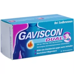 GAVISCON kaksois 250 mg/106,5 mg/187,5 mg pureskeltavaa tablettia, 48 kpl