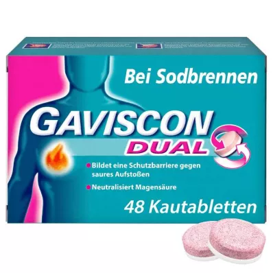 GAVISCON Kaksi 250 mg/106,5 mg/187,5 mg purutablettia, 48 kpl