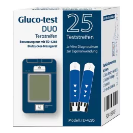 GLUCO TEST DUO Testiliuskat, 25 kpl