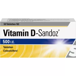 D-vitamiini Sandoz 500 eli tabletit, 50 kpl