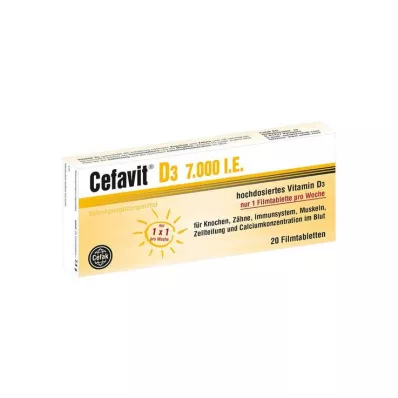 CEFAVIT D3 7 000 IU kalvopäällysteiset tabletit, 20 kpl