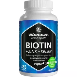 BIOTIN 10 mg korkea annos+sinkki+seleenitabletit, 365 kpl