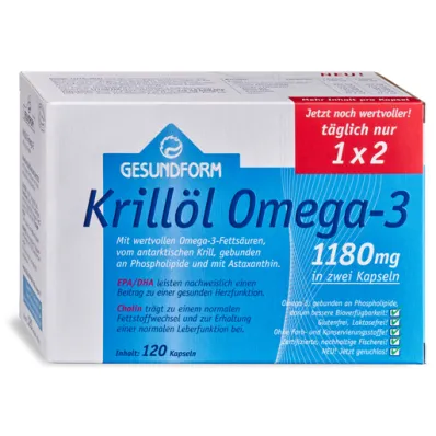 GESUNDFORM Krilliöljy 1180 mg Etelämanner-kapselit, 120 kpl