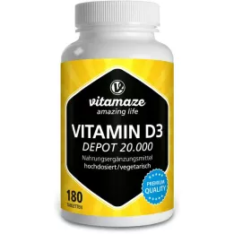 VITAMIN D3 20 000 IU Depot suuriannoksiset tabletit, 180 kpl