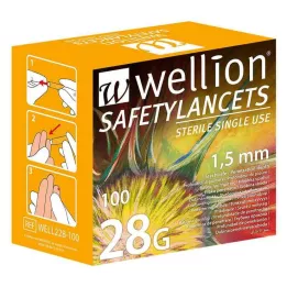 WELLION Turvalansetit 28 G kertakäyttöiset turvalansetit, 100 kpl