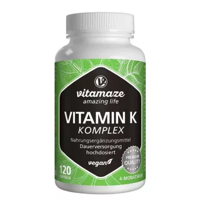 VITAMIN K1+K2 kompleksi suuren annoksen vegaanikapselit, 120 kpl