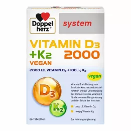 DOPPELHERZ D3-vitamiini 2000+K2 järjestelmätabletit, 60 kpl