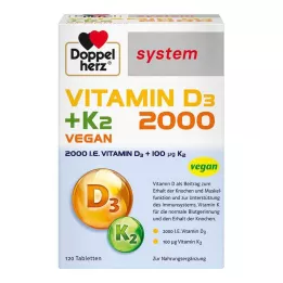 DOPPELHERZ D3-vitamiini 2000+K2 järjestelmätabletit, 120 kpl