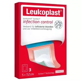 LEUKOPLAST Leukomed Sorbact steriili 5x7,2 cm, 3 kpl