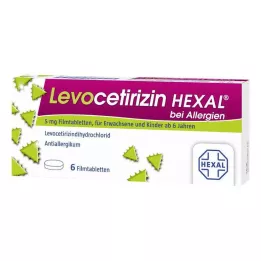 LEVOCETIRIZIN HEXAL allergikoille 5 mg kalvopäällysteisiä tabletteja, 6 kpl