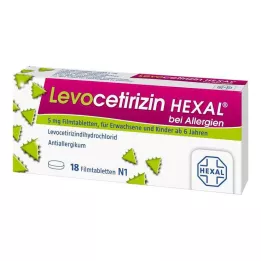 LEVOCETIRIZIN HEXAL allergikoille 5 mg kalvopäällysteiset tabletit, 18 kpl