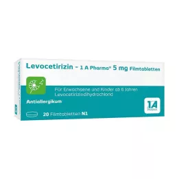 LEVOCETIRIZIN-1A Pharma 5 mg kalvopäällysteiset tabletit, 20 kpl