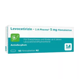 LEVOCETIRIZIN-1A Pharma 5 mg kalvopäällysteiset tabletit, 50 kpl